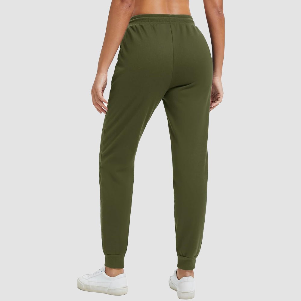 Army Green Women's Sherpa Lined Sweatpants Warm Fleece Winter Joggers - MAGCOMSEN