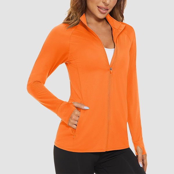 Dark Grey Women's UPF 50+ Sun Protection Tennis Jacket Long Sleeve - MAGCOMSEN #Color_Bright Orange