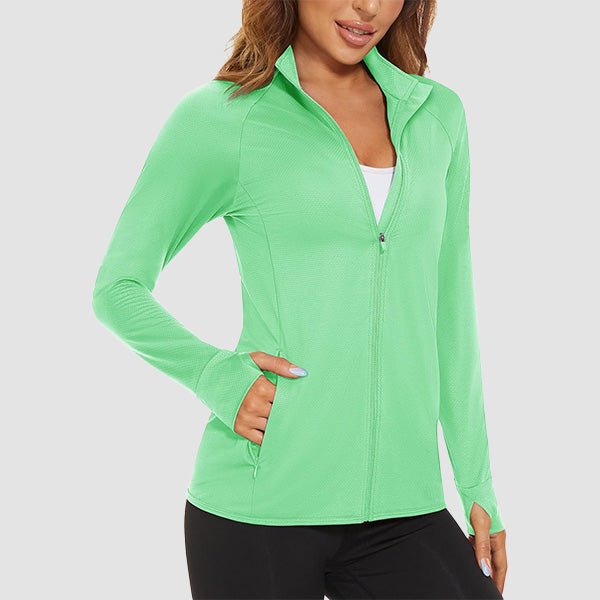 Dark Grey Women's UPF 50+ Sun Protection Tennis Jacket Long Sleeve - MAGCOMSEN #Color_Mint