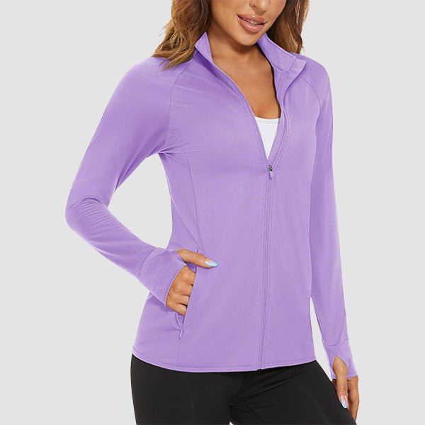 Dark Grey Women's UPF 50+ Sun Protection Tennis Jacket Long Sleeve - MAGCOMSEN #Color_Light Purple