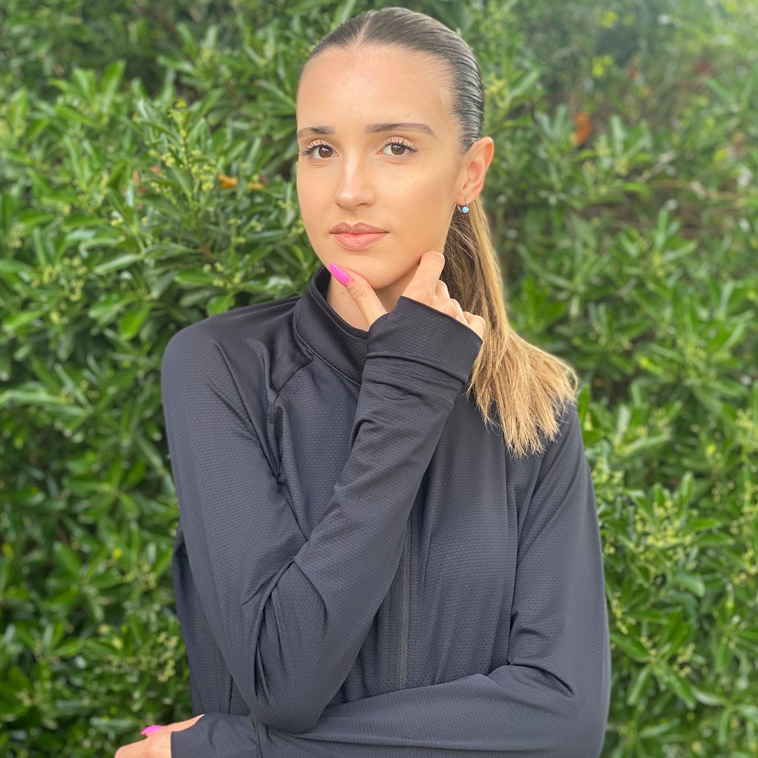 Black Women's UPF 50+ Sun Protection Tennis Jacket Long Sleeve - MAGCOMSEN #Color_Black