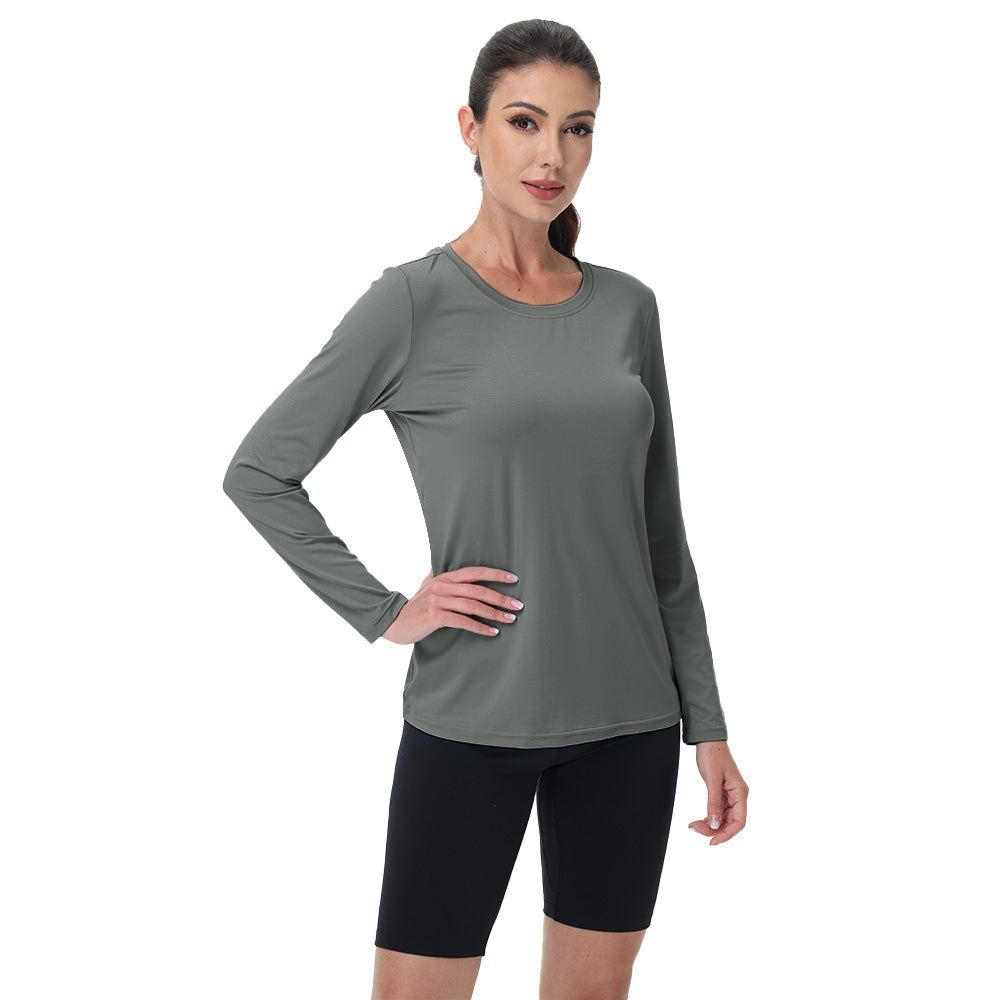 Women's UPF 80+ Long Sleeve Sun Protection Quick-Dry Shirt White by MAGCOMSEN #Color_Dark Grey