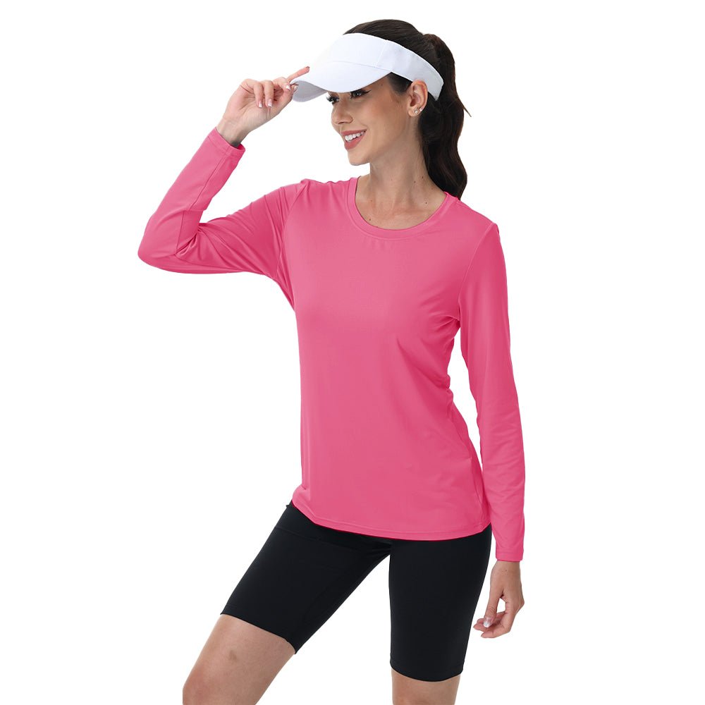 Women's UPF 80+ Long Sleeve Sun Protection Quick-Dry Shirt White by MAGCOMSEN #Color_Rose