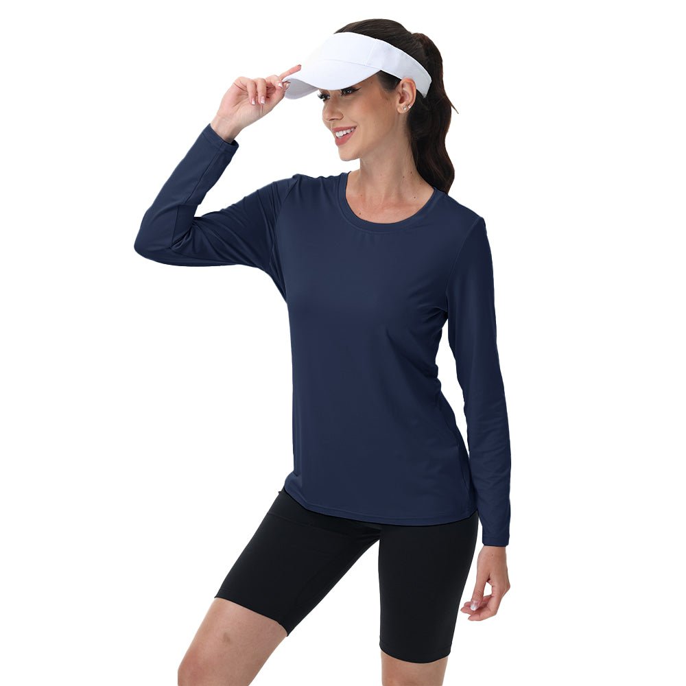 Women's UPF 80+ Long Sleeve Sun Protection Quick-Dry Shirt White by MAGCOMSEN  #Color_Navy