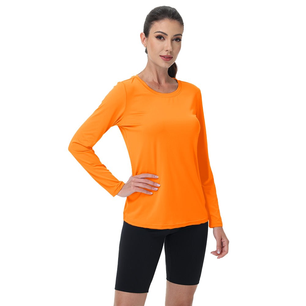 Women's UPF 80+ Long Sleeve Sun Protection Quick-Dry Shirt White by MAGCOMSEN #Color_Bright Orange