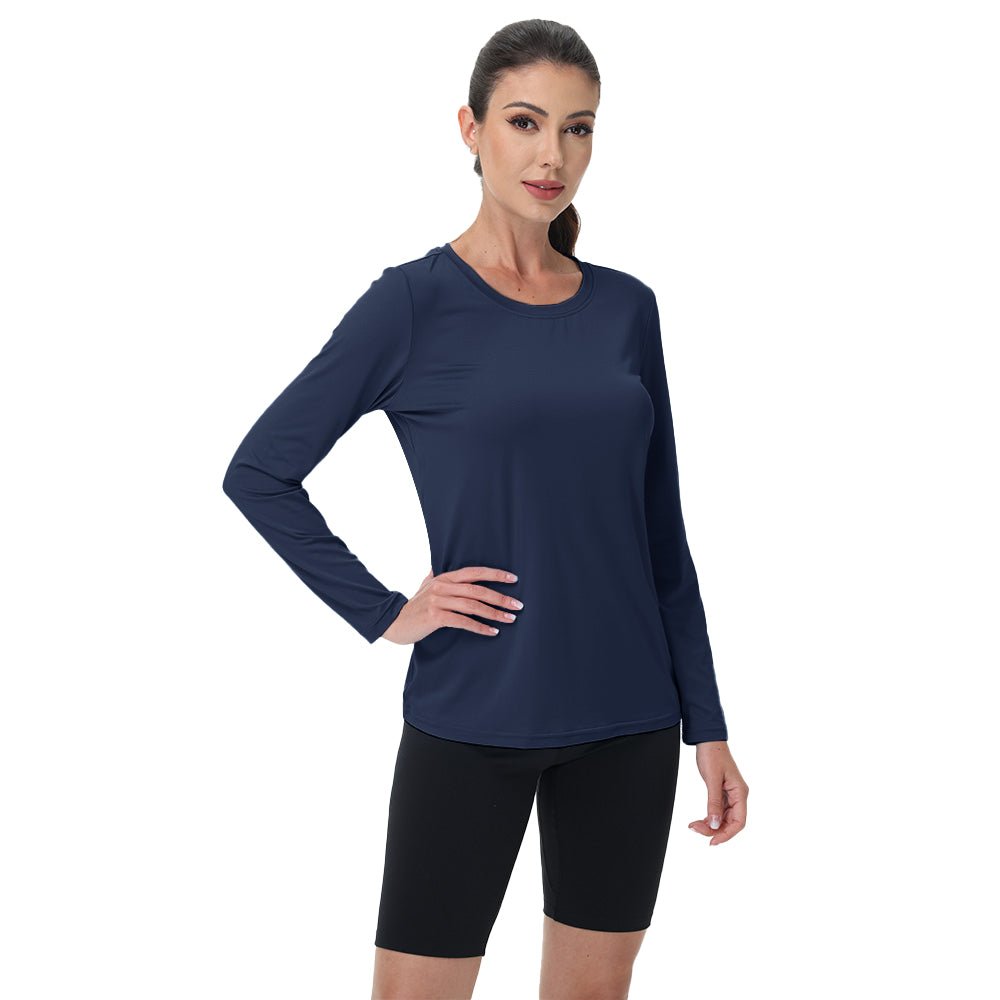 Women's UPF 80+ Long Sleeve Sun Protection Quick-Dry Shirt White by MAGCOMSEN  #Color_Navy