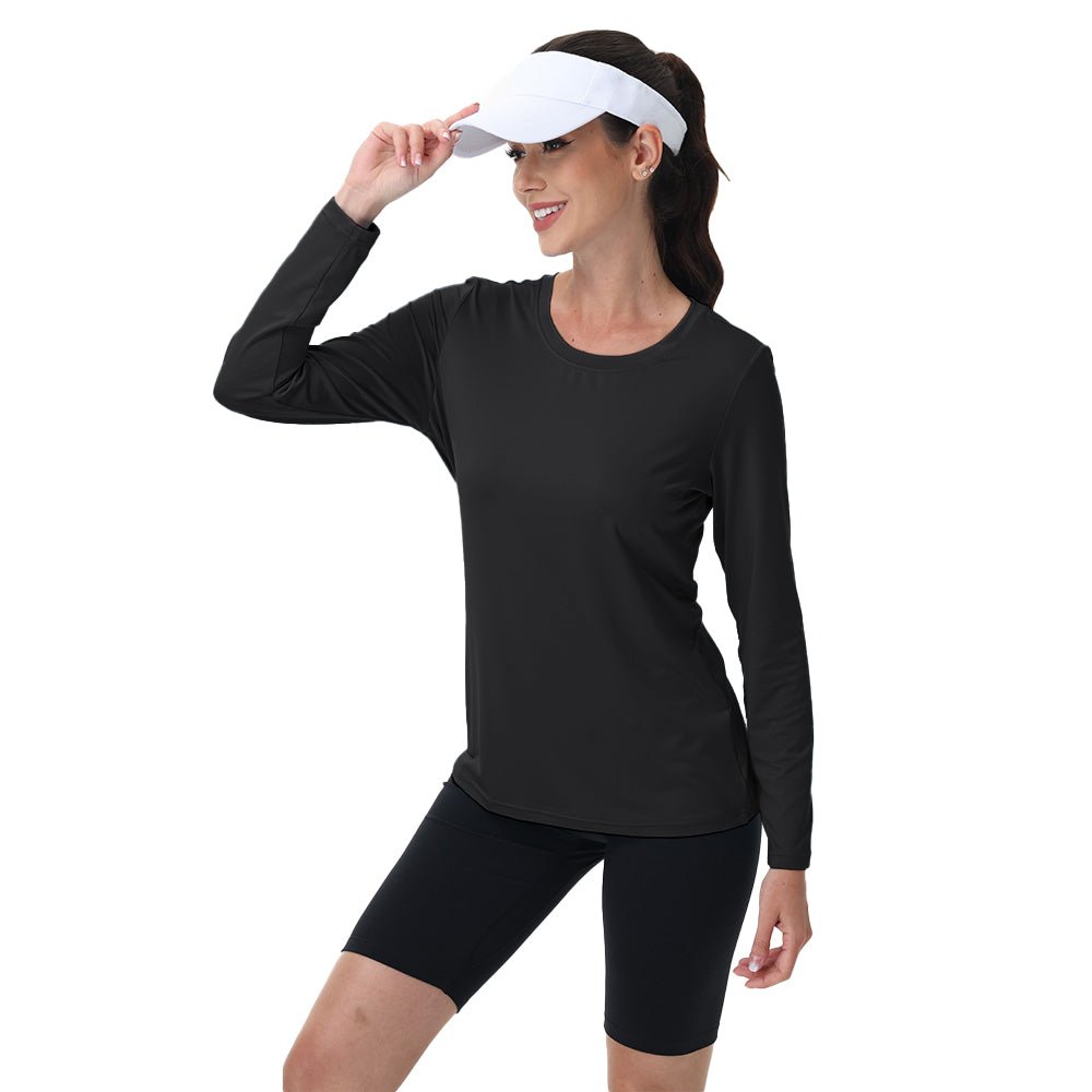 Women's UPF 80+ Long Sleeve Sun Protection Quick-Dry Shirt White by MAGCOMSEN #Color_Black