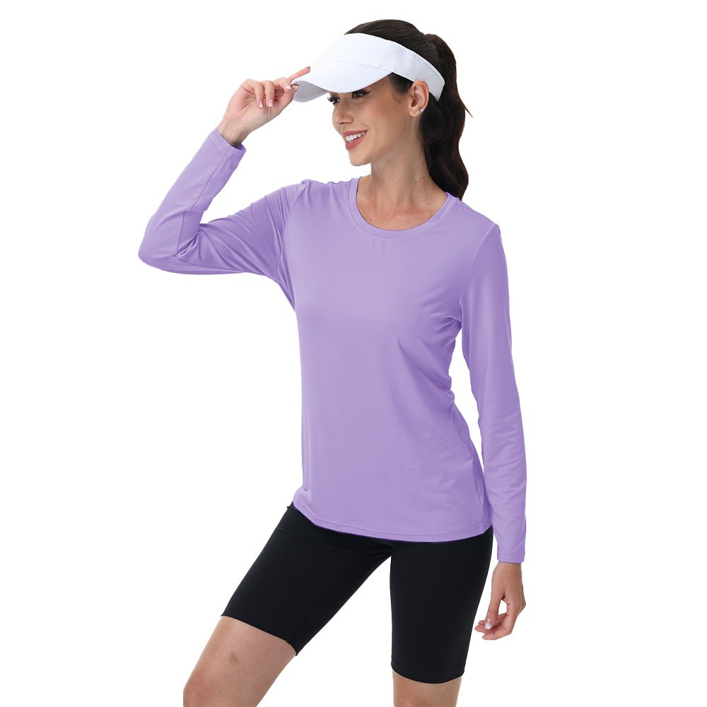 Women's UPF 80+ Long Sleeve Sun Protection Quick-Dry Shirt White by MAGCOMSEN #Color_Light Purple