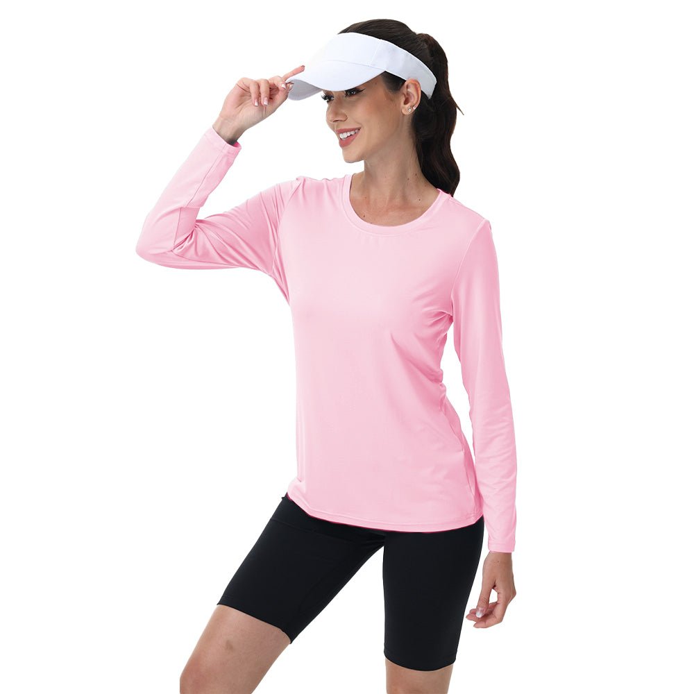 Women's UPF 80+ Long Sleeve Sun Protection Quick-Dry Shirt White by MAGCOMSEN #Color_Light Pink