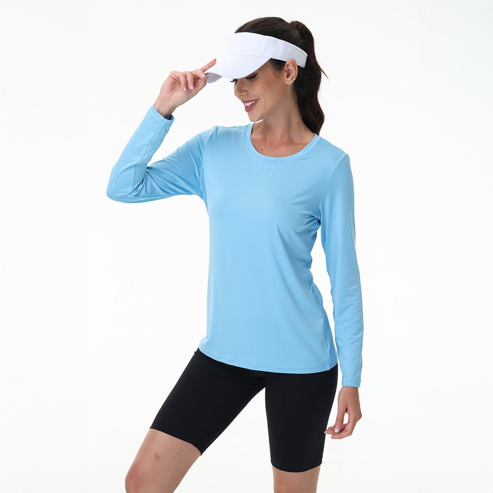 Women's UPF 80+ Long Sleeve Sun Protection Quick-Dry Shirt White by MAGCOMSEN ##Color_Blue