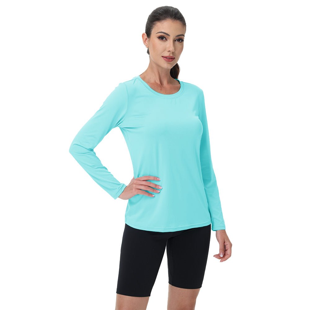 Women's UPF 80+ Long Sleeve Sun Protection Quick-Dry Shirt White by MAGCOMSEN ##Color_Lake Blue