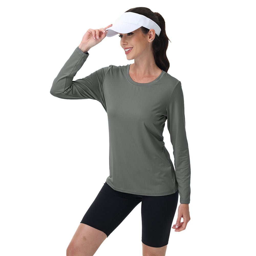 Women's UPF 80+ Long Sleeve Sun Protection Quick-Dry Shirt White by MAGCOMSEN #Color_Dark Grey