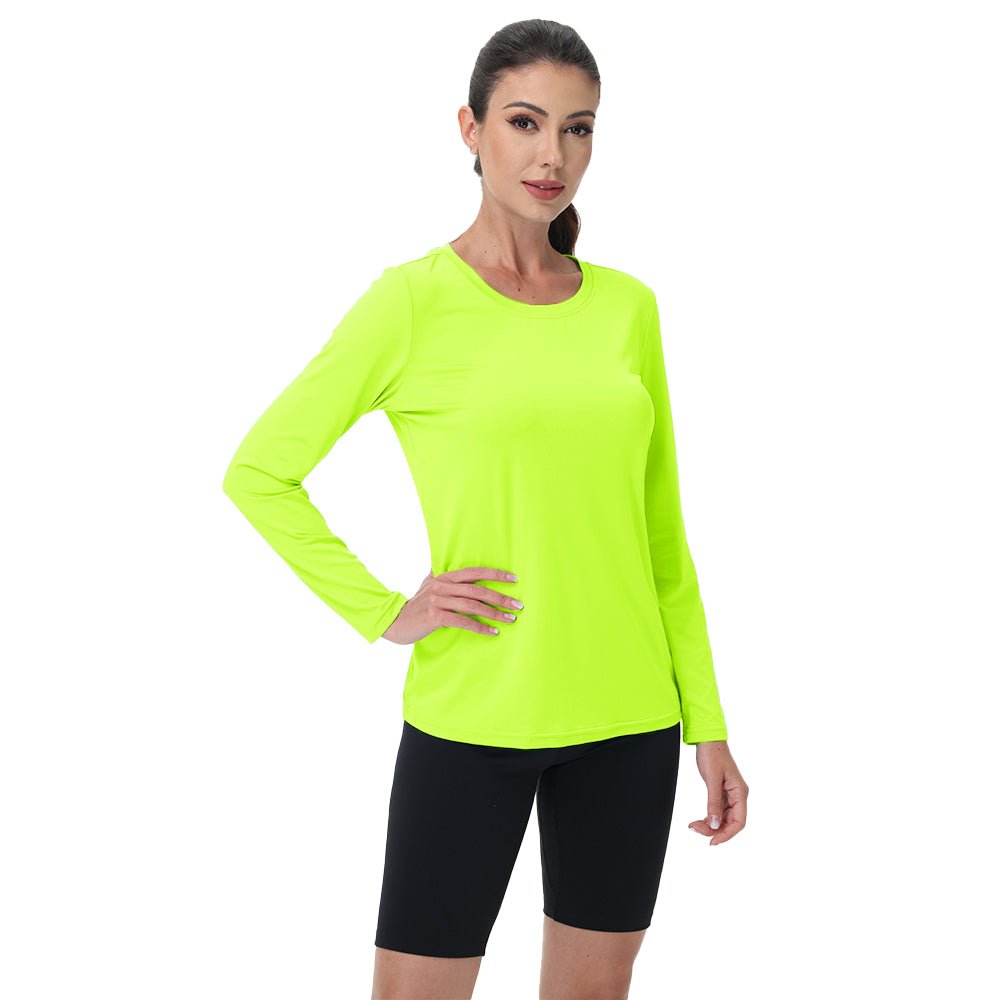 Women's UPF 80+ Long Sleeve Sun Protection Quick-Dry Shirt White by MAGCOMSEN #Color_Bright Green