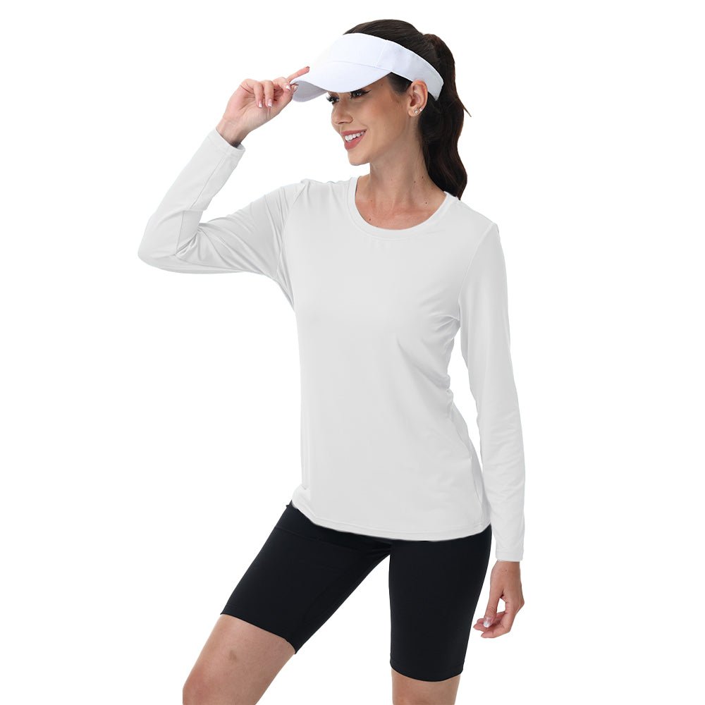 Women's UPF 80+ Long Sleeve Sun Protection Quick-Dry Shirt White by MAGCOMSEN #Color_White