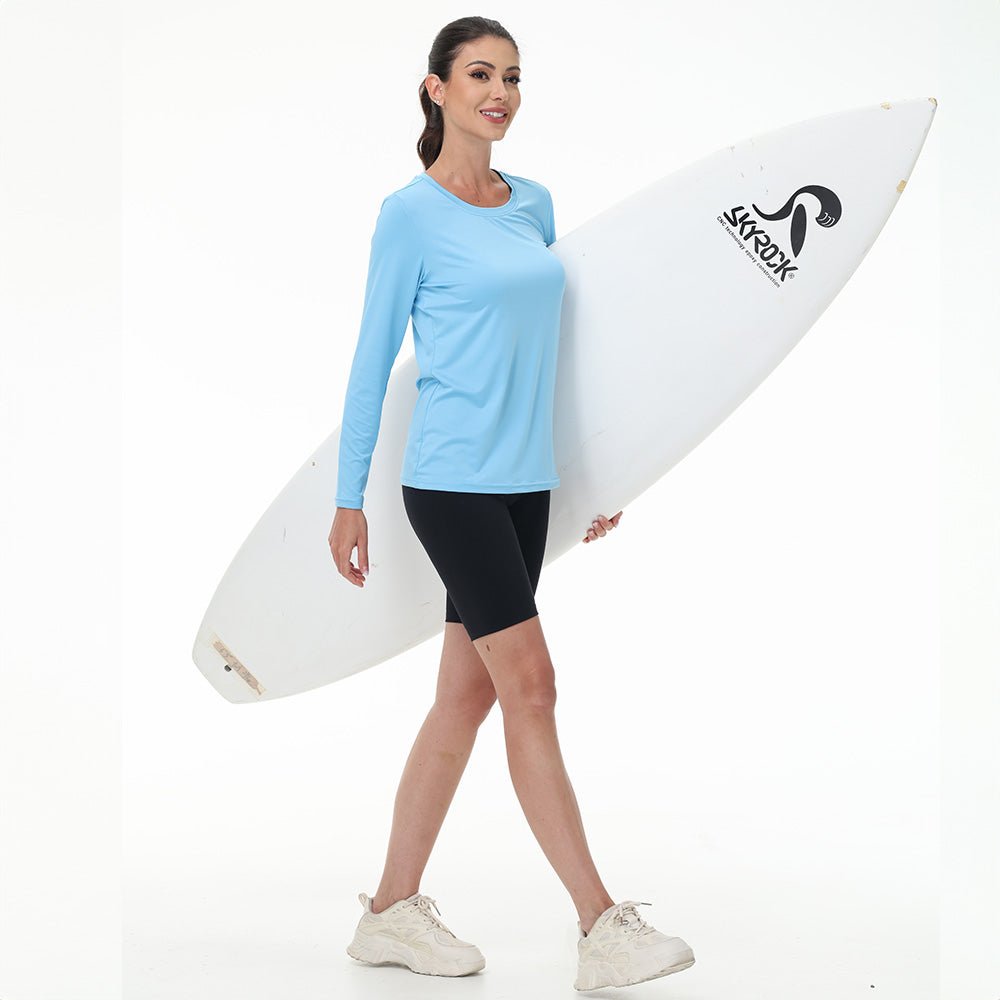 Women's UPF 80+ Long Sleeve Sun Protection Quick-Dry Shirt White by MAGCOMSEN ##Color_Blue