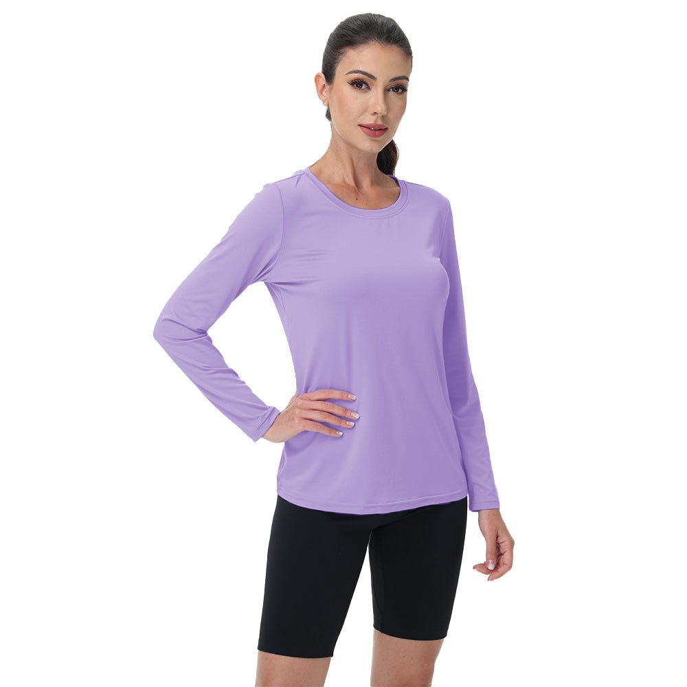 Women's UPF 80+ Long Sleeve Sun Protection Quick-Dry Shirt White by MAGCOMSEN #Color_Light Purple