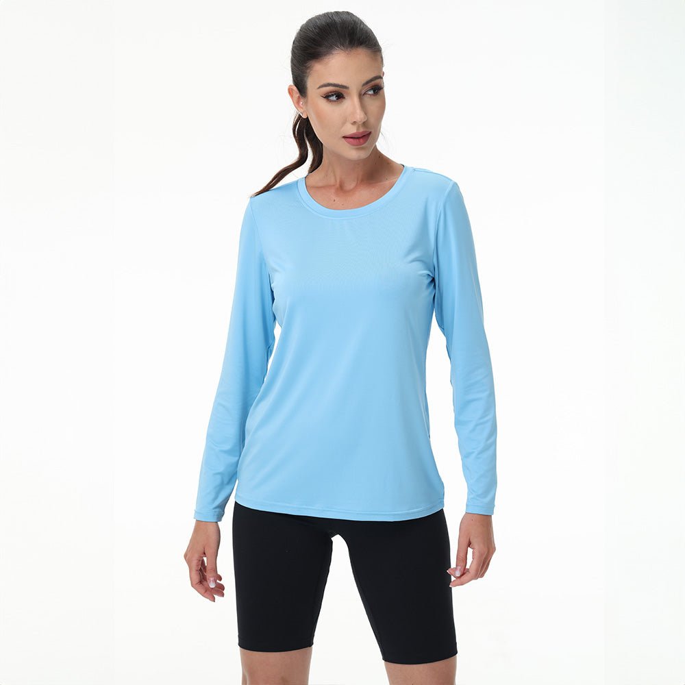 Women's UPF 80+ Long Sleeve Sun Protection Quick-Dry Shirt White by MAGCOMSEN ##Color_Blue