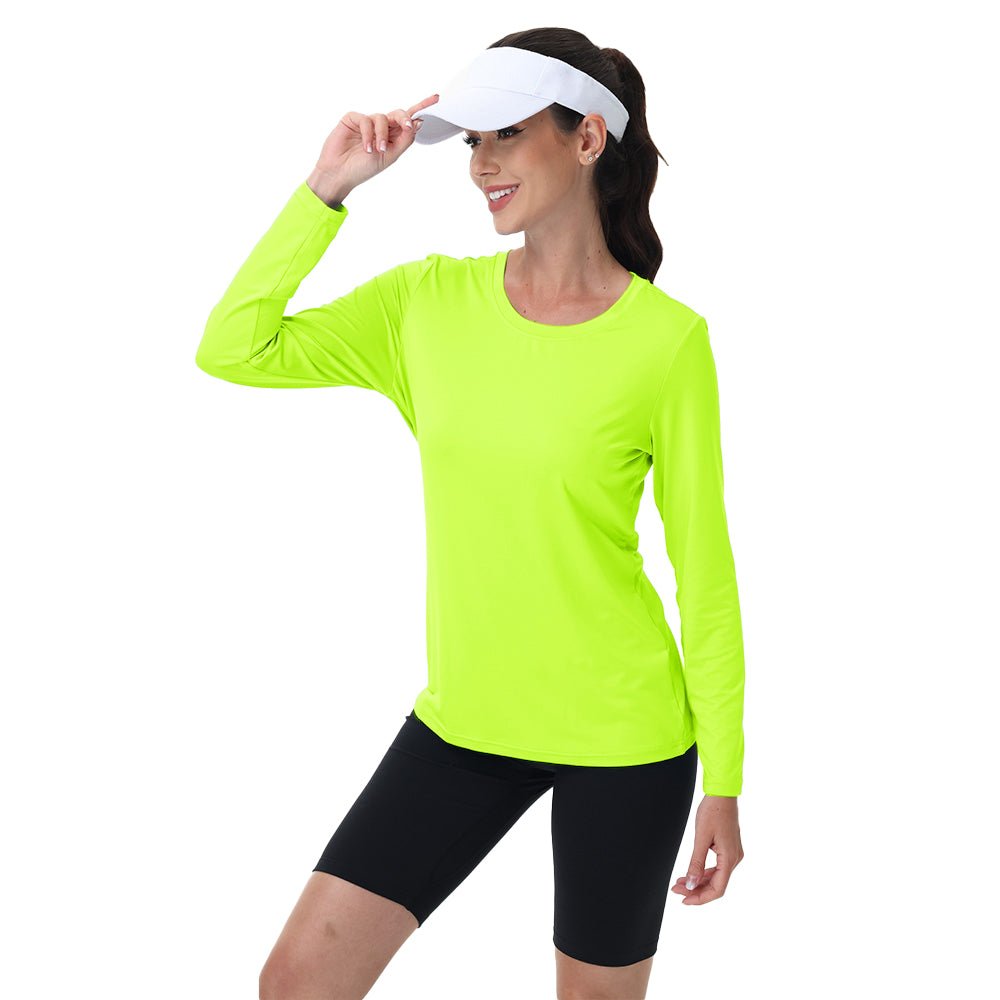 Women's UPF 80+ Long Sleeve Sun Protection Quick-Dry Shirt White by MAGCOMSEN #Color_Bright Green