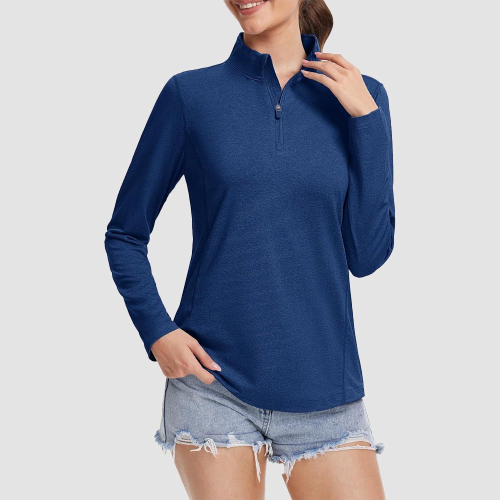 Dark Blue Women's UPF50 Shirt - 1/4 Zip, Quick Dry & Sun Protection - MAGCOMSEN