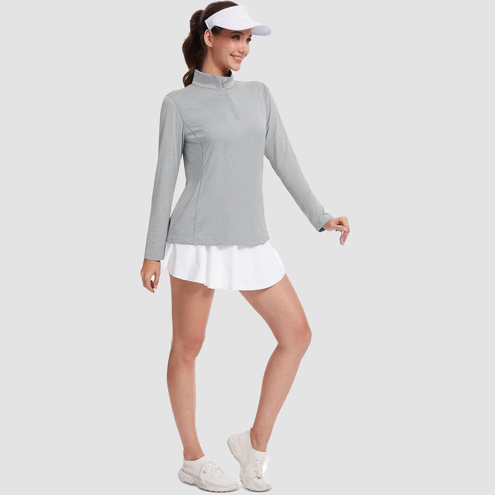Light Grey Women's UPF50 Shirt - 1/4 Zip, Quick Dry & Sun Protection - MAGCOMSEN