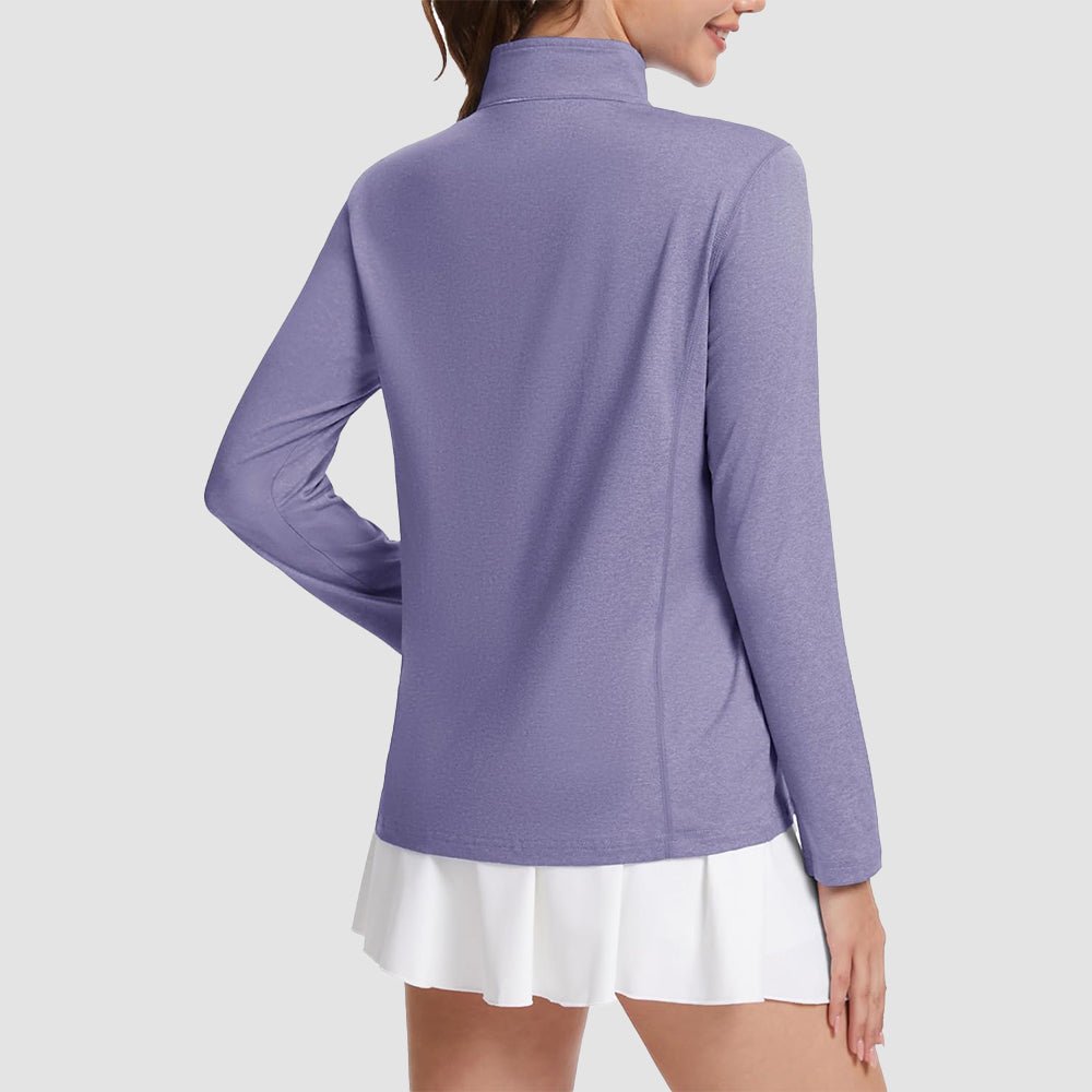 Black Women's UPF50 Shirt - 1/4 Zip, Quick Dry & Sun Protection - MAGCOMSEN