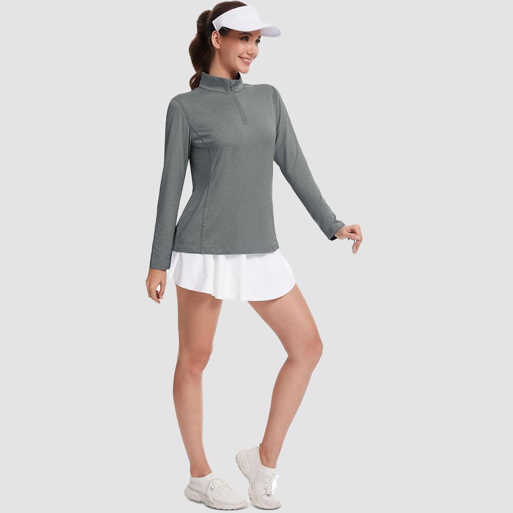 Dark Grey Women's UPF50 Shirt - 1/4 Zip, Quick Dry & Sun Protection - MAGCOMSEN