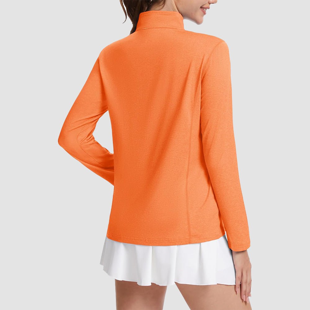Orange Women's UPF50 Shirt - 1/4 Zip, Quick Dry & Sun Protection - MAGCOMSEN