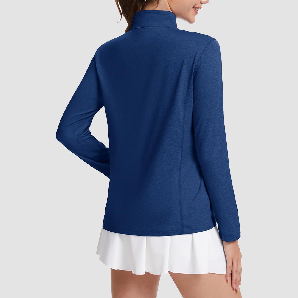 Dark Blue Women's UPF50 Shirt - 1/4 Zip, Quick Dry & Sun Protection - MAGCOMSEN