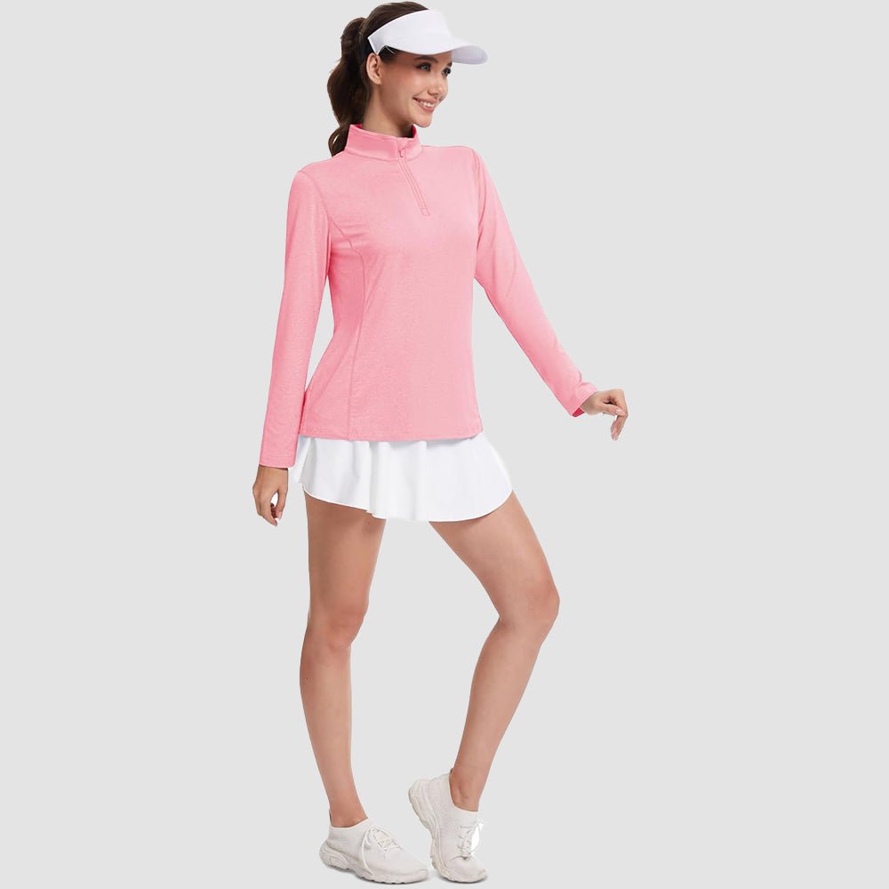 Pink Women's UPF50 Shirt - 1/4 Zip, Quick Dry & Sun Protection - MAGCOMSEN