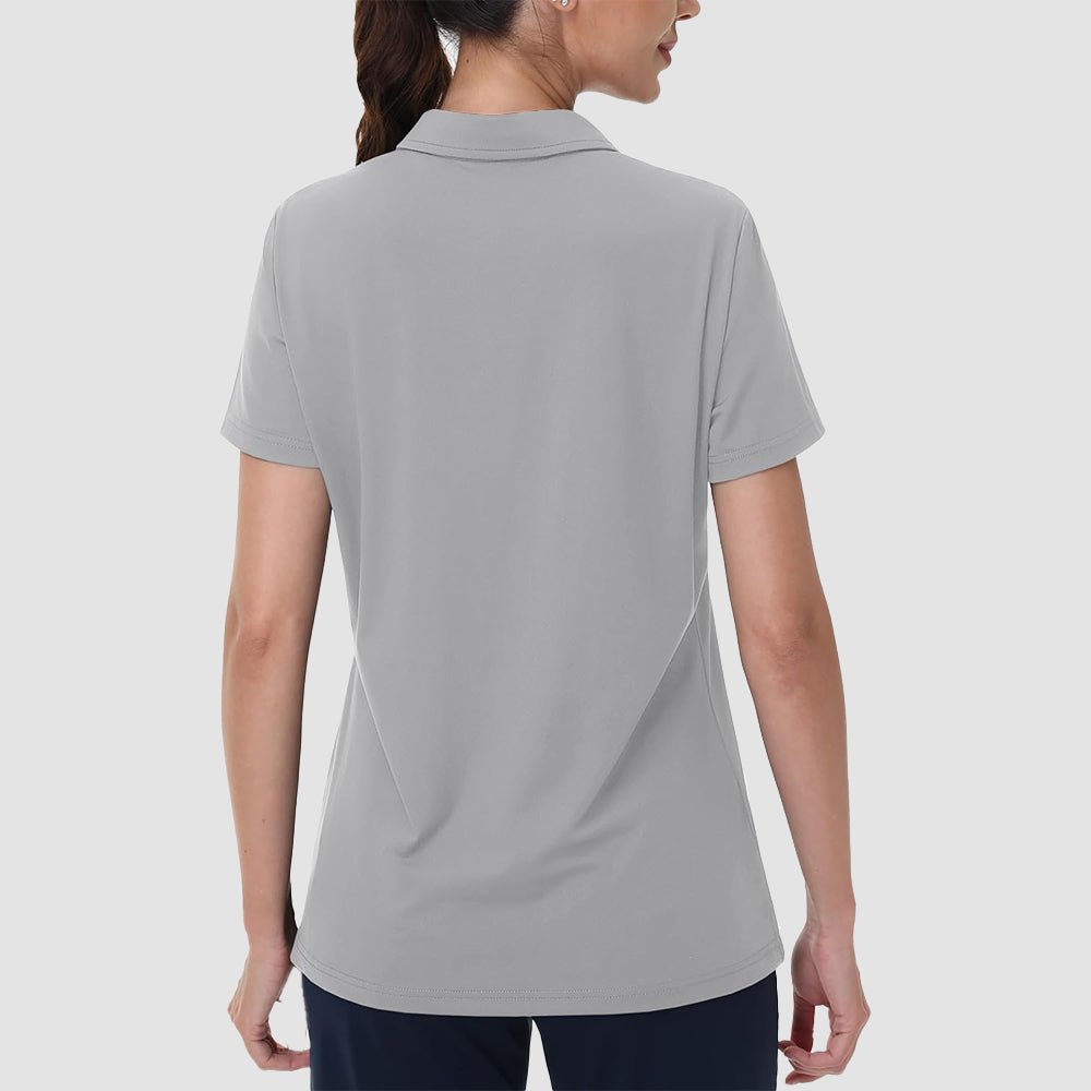 Light Grey Women's V - Neck Golf Polo Shirt UPF 50+ Quick - Dry - MAGCOMSEN