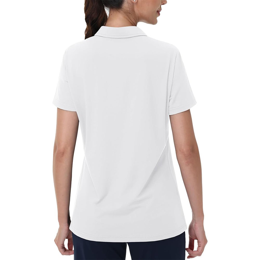 White Women's V - Neck Golf Polo Shirt UPF 50+ Quick - Dry - MAGCOMSEN
