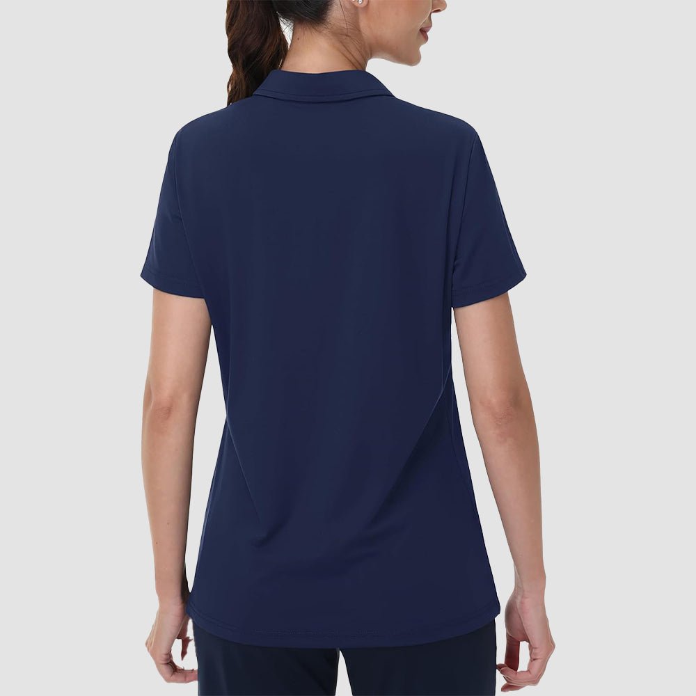 Navy Women's V - Neck Golf Polo Shirt UPF 50+ Quick - Dry - MAGCOMSEN