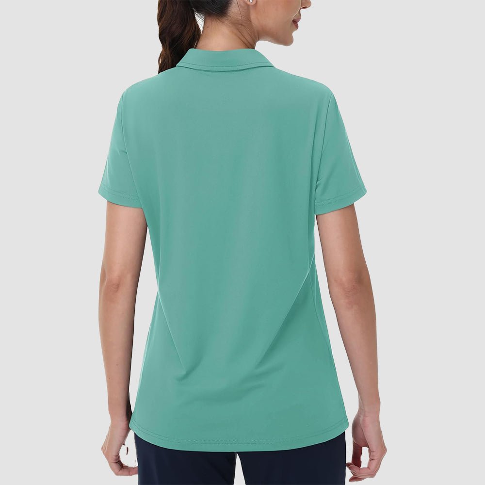 Grey Green Women's V - Neck Golf Polo Shirt UPF 50+ Quick - Dry - MAGCOMSEN