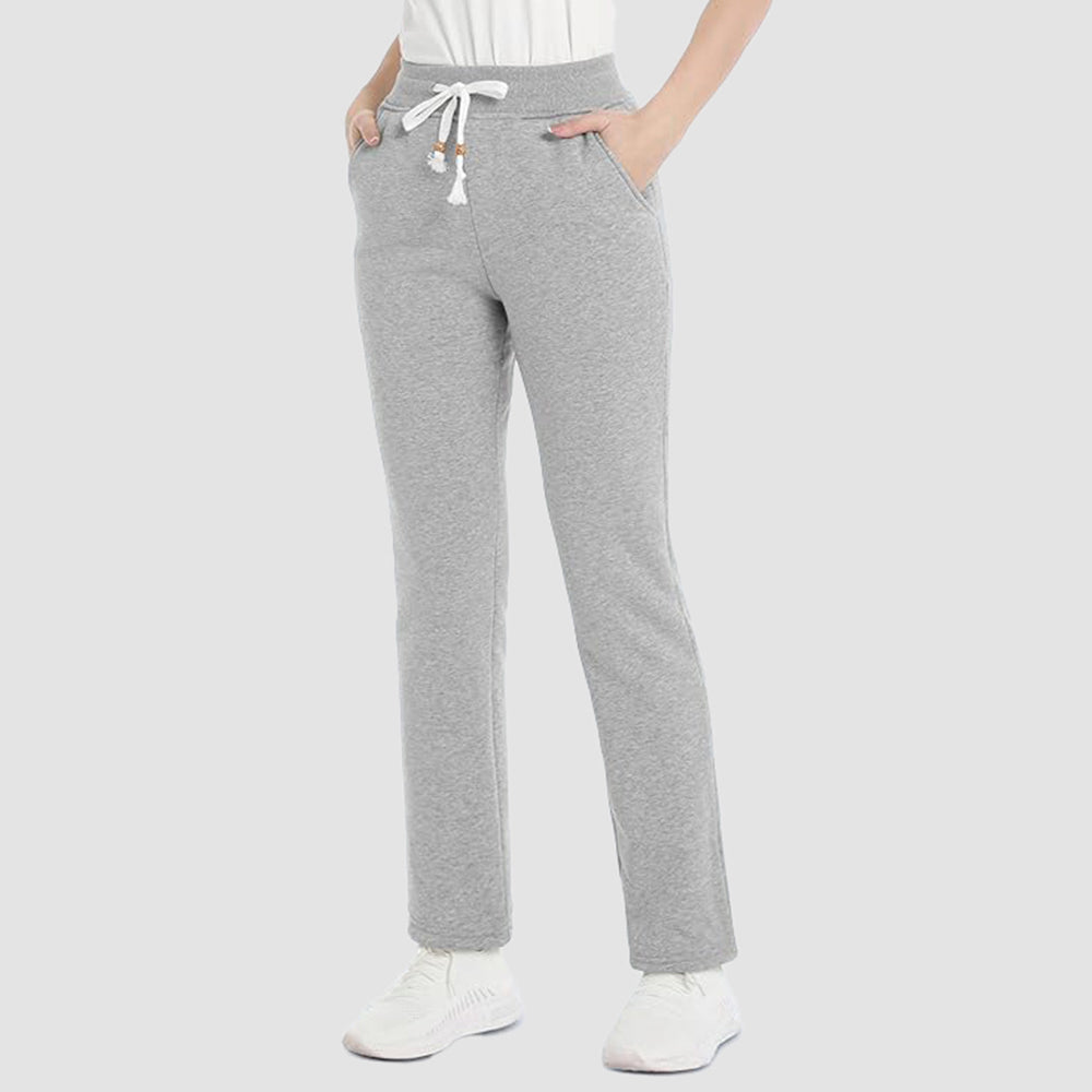 Light Grey Women's Warm Sherpa Lined Jogger Pants with 3 Pockets - MAGCOMSEN