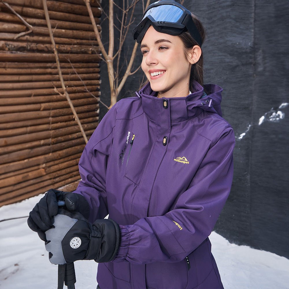 Women’s 3-in-1 Waterproof Ski Jacket with Detachable Fleece Liner White by MAGCOMSEN #color_Dark Purple