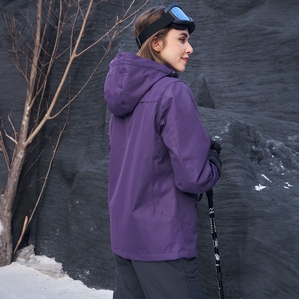 Women’s 3-in-1 Waterproof Ski Jacket with Detachable Fleece Liner White by MAGCOMSEN #color_Dark Purple