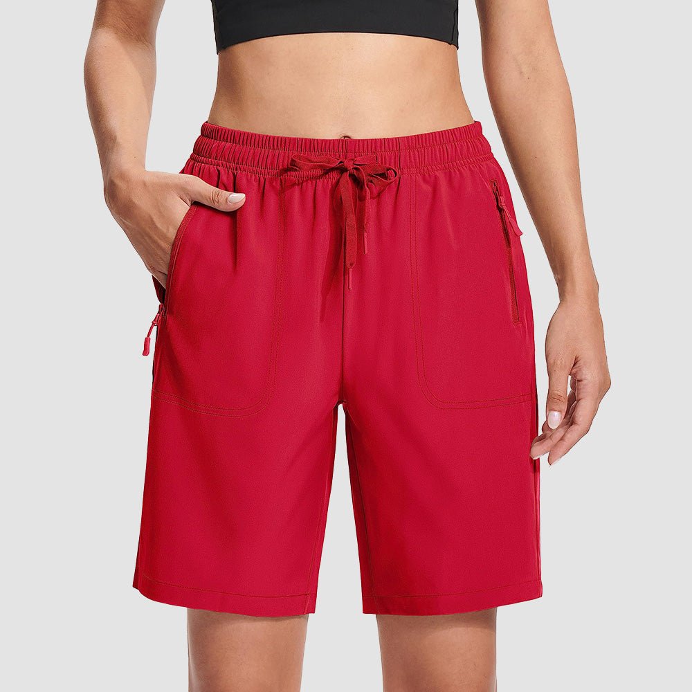 Red Women's Waterproof Sunprotection Lightweight Quick - Dry Hiking Shorts with 3 Pockets - MAGCOMSEN