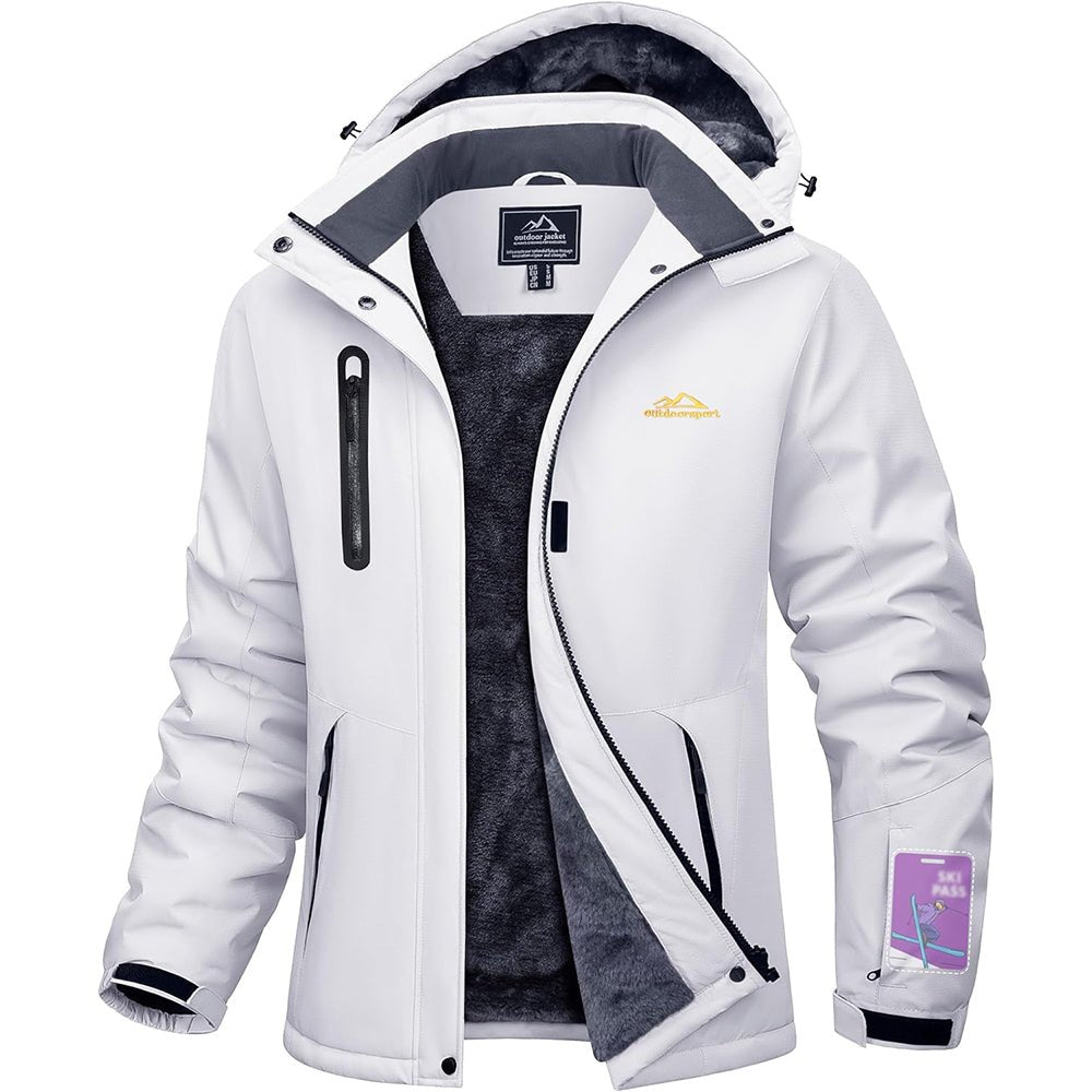 White Women's Windproof & Waterproof Snow Ski Winter Jacket - MAGCOMSEN