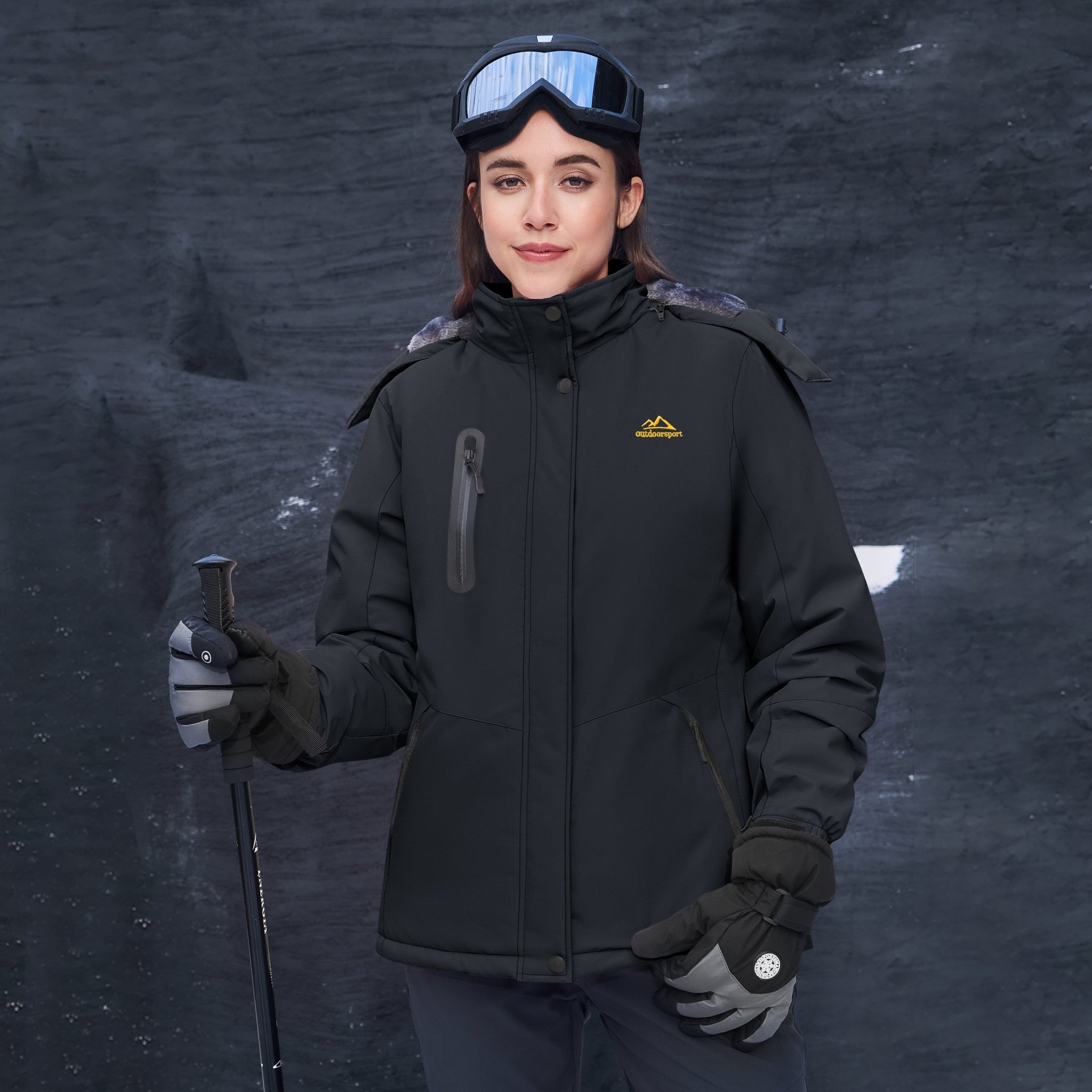 Carbon Grey Women's Windproof & Waterproof Snow Ski Winter Jacket - MAGCOMSEN