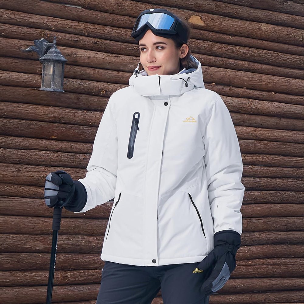 White Women's Windproof & Waterproof Snow Ski Winter Jacket - MAGCOMSEN