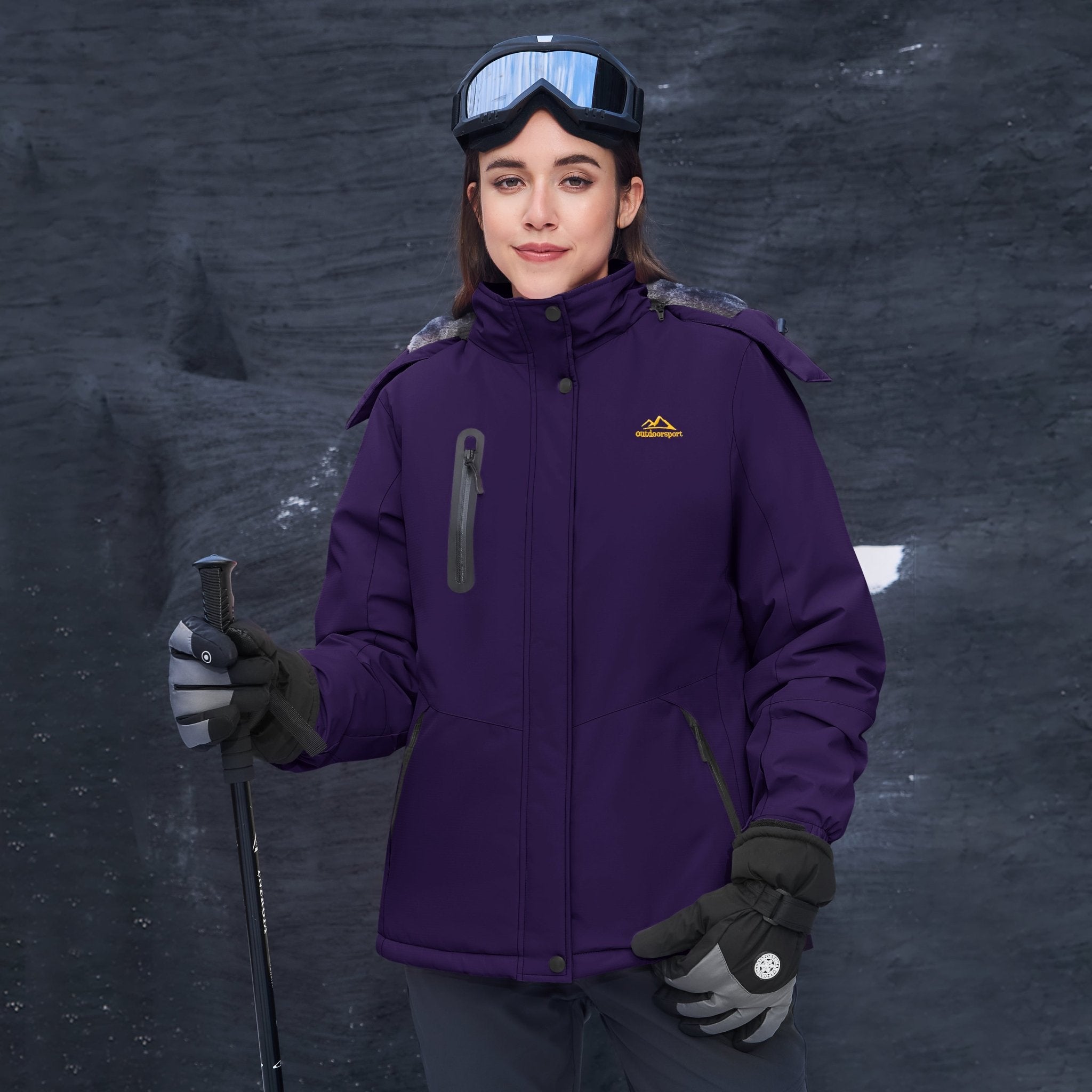 Dark Purple Women's Windproof & Waterproof Snow Ski Winter Jacket - MAGCOMSEN