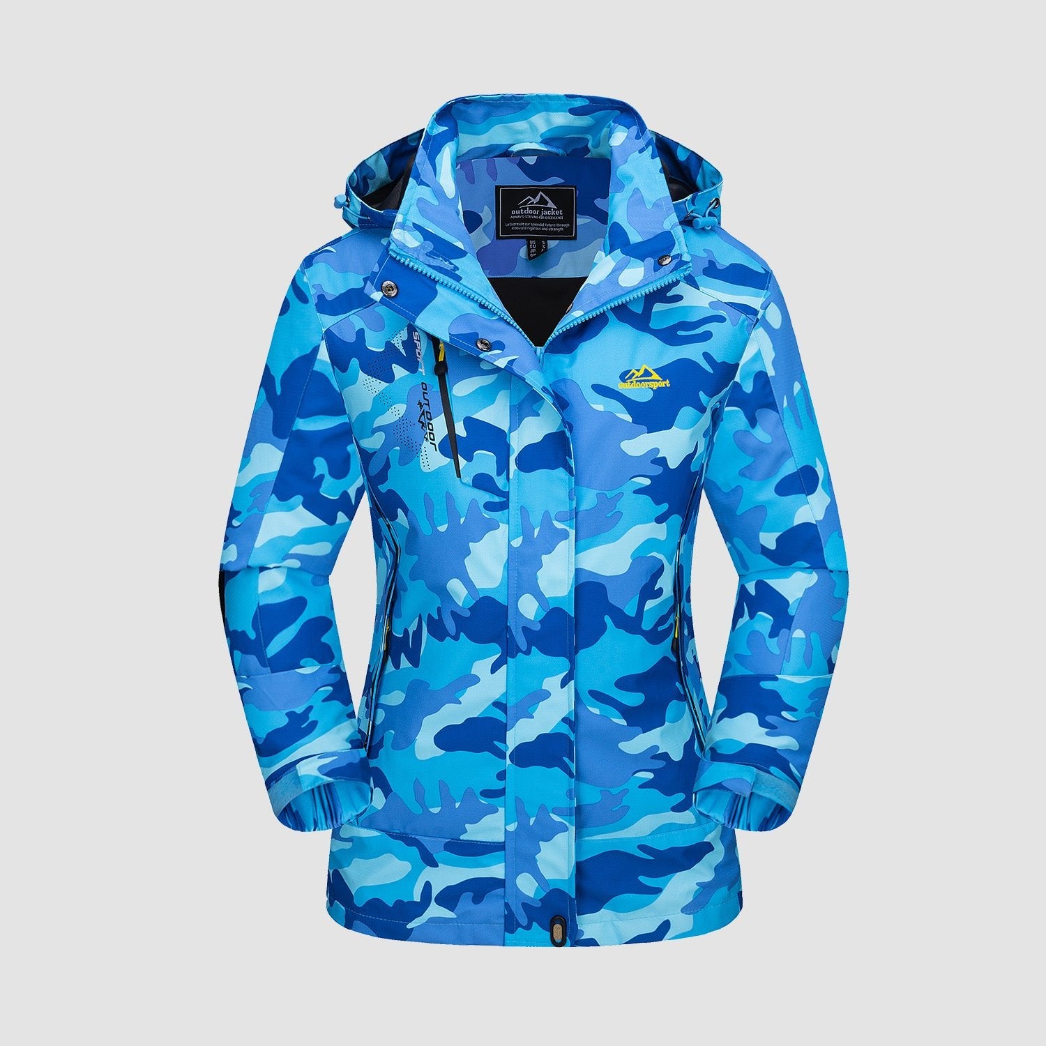 Women’s 3-in-1 Waterproof Ski Jacket with Detachable Fleece Liner Blue Camo by MAGCOMSEN #color_Blue Camo