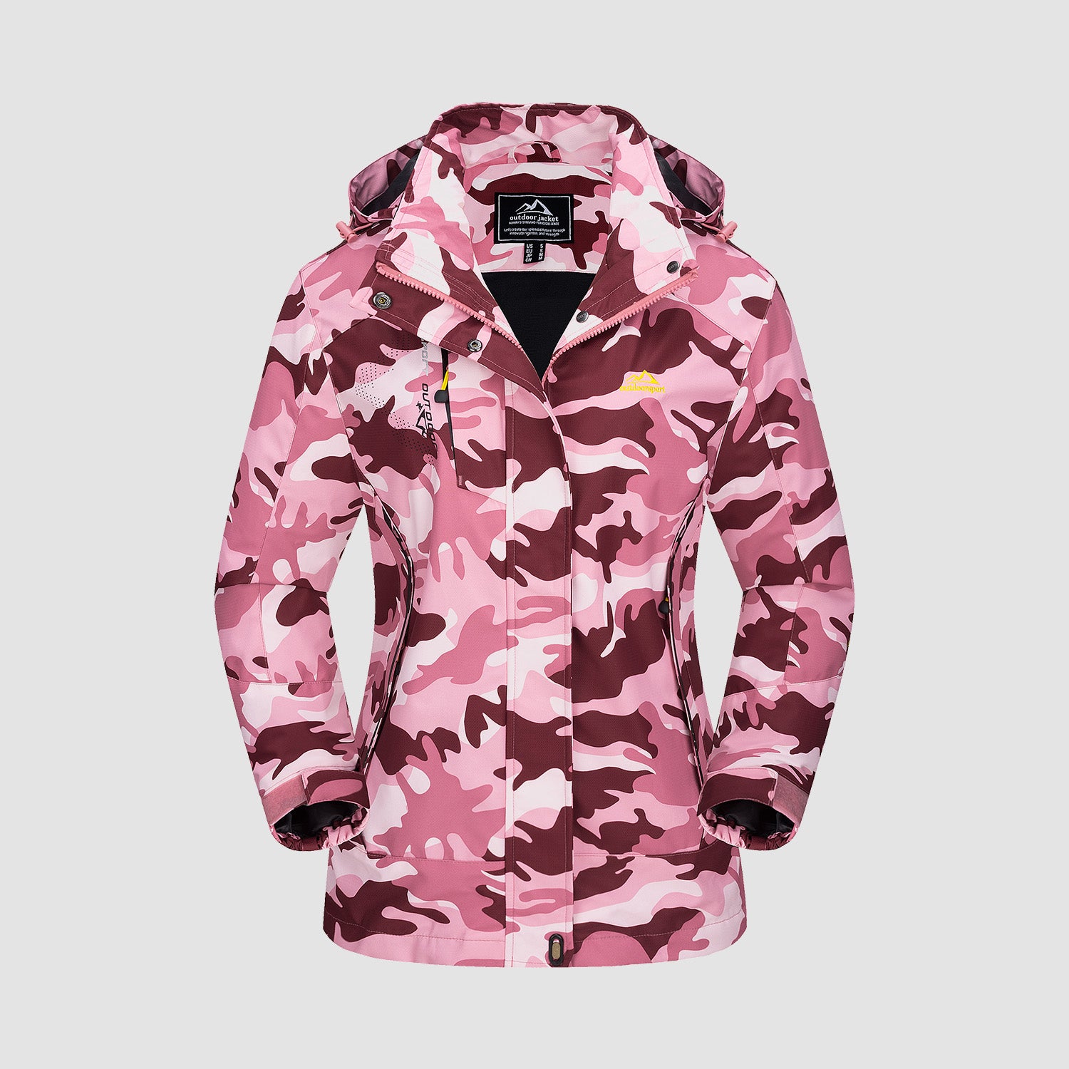 Women’s 3-in-1 Waterproof Ski Jacket with Detachable Fleece Liner Pink Camo by MAGCOMSEN #color_Pink Camo