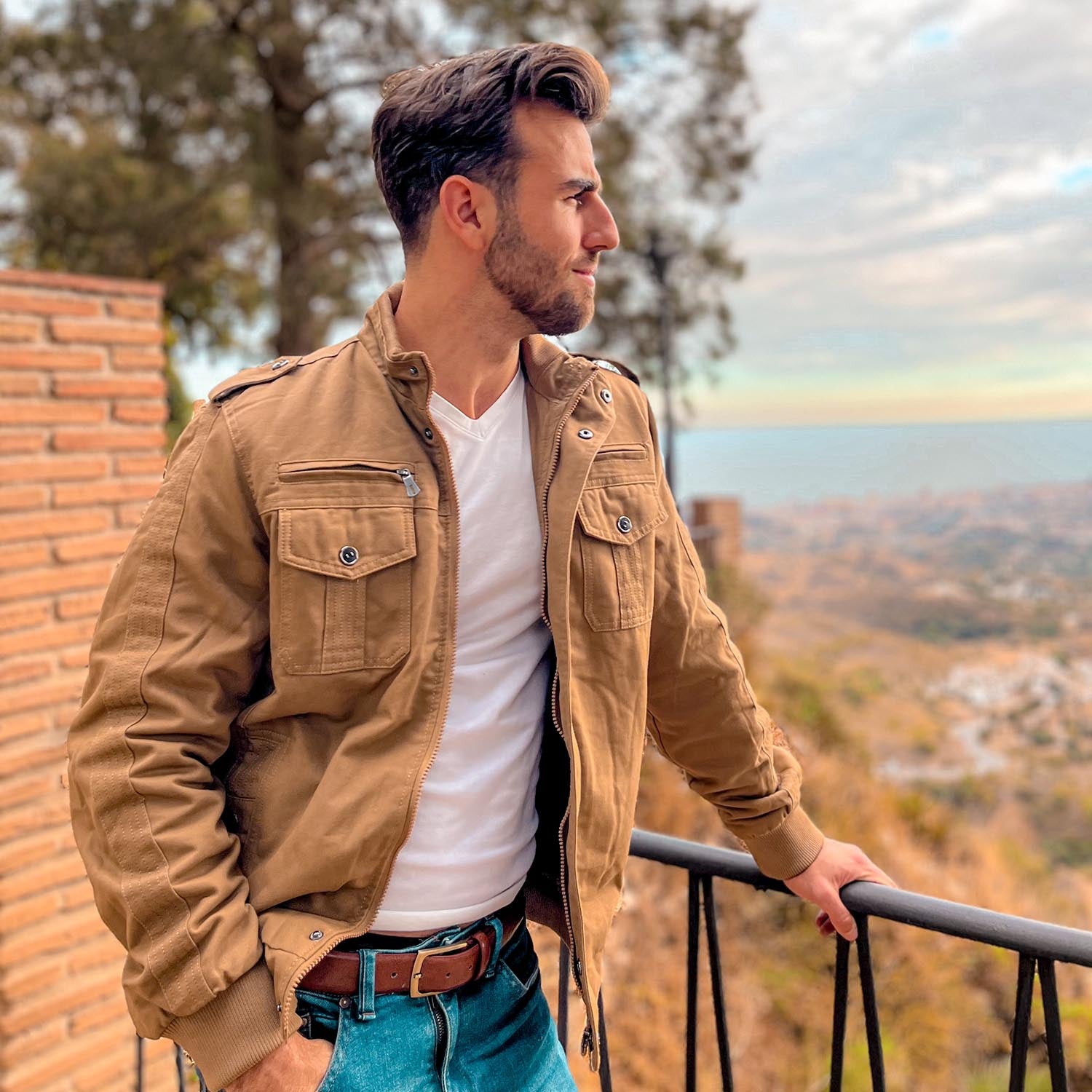 Men's Winter Cargo Jacket Military Pilot Coat Fleece Warm Stand Collar Tactical Jacket - MAGCOMSEN