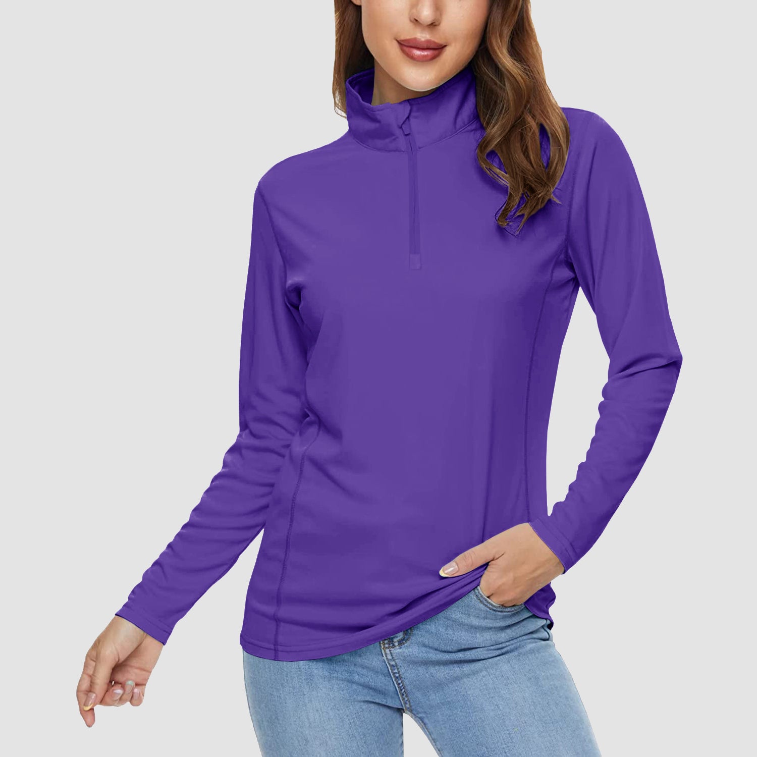 Women UPF 50+ Sun Protection Half Zip Quick Dry Shirt