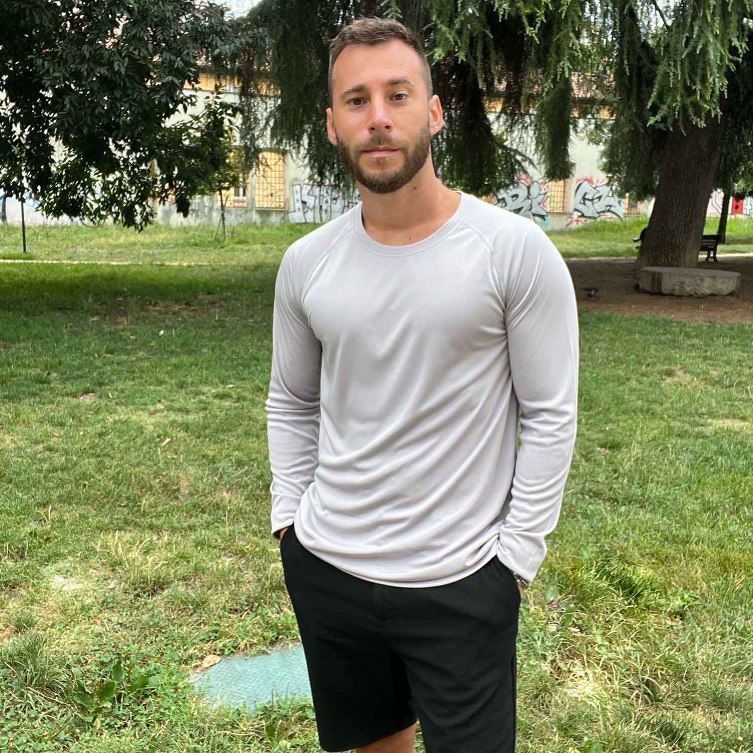 Grey MAGCOMSEN Men's UPF 50+ Quick Dry Shirt - Sun Protection for Hiking #Color_Grey