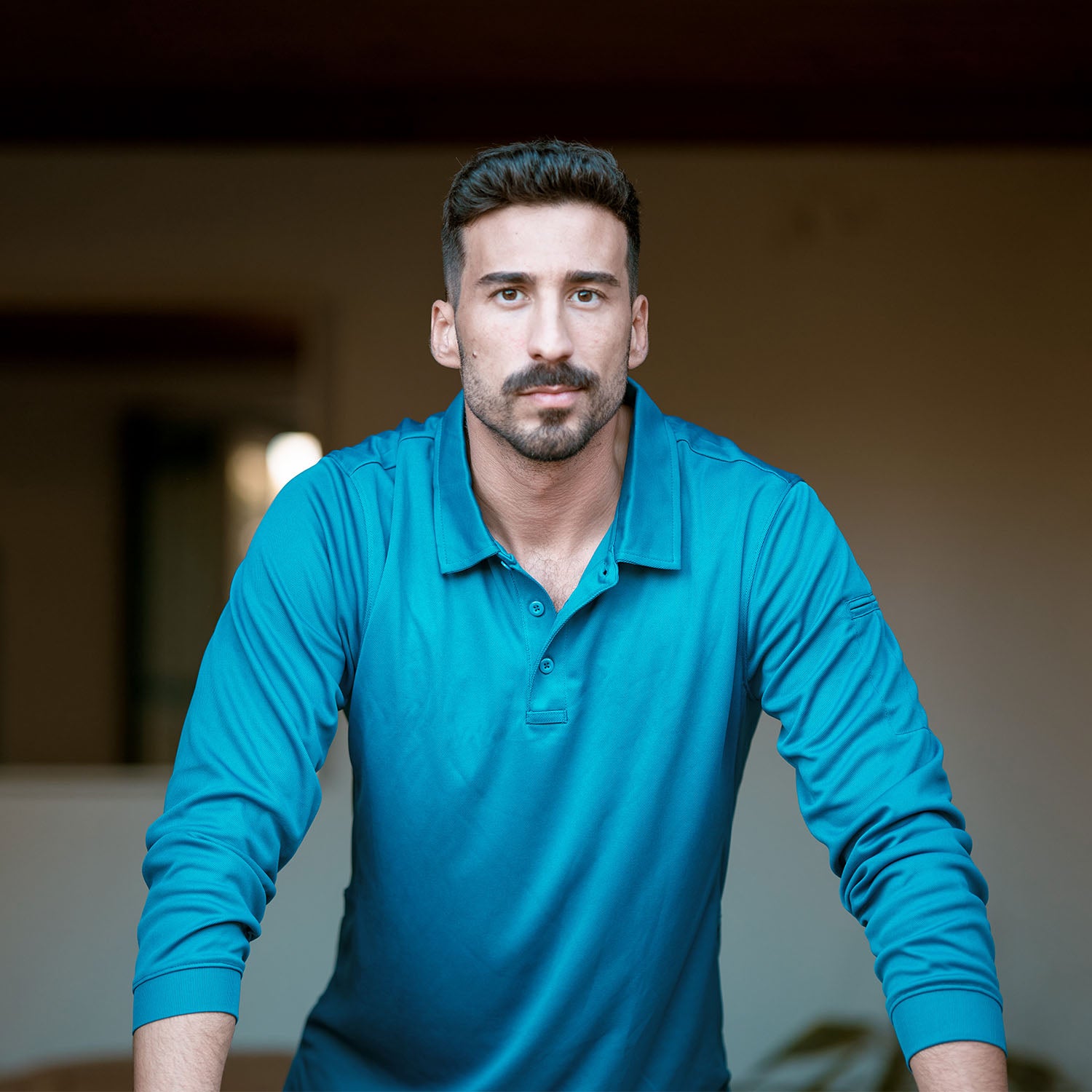 Men's Quick Dry Tactical Polo - Long Sleeve Performance Shirt Purple by MAGCOMSEN #Color_Blue Green