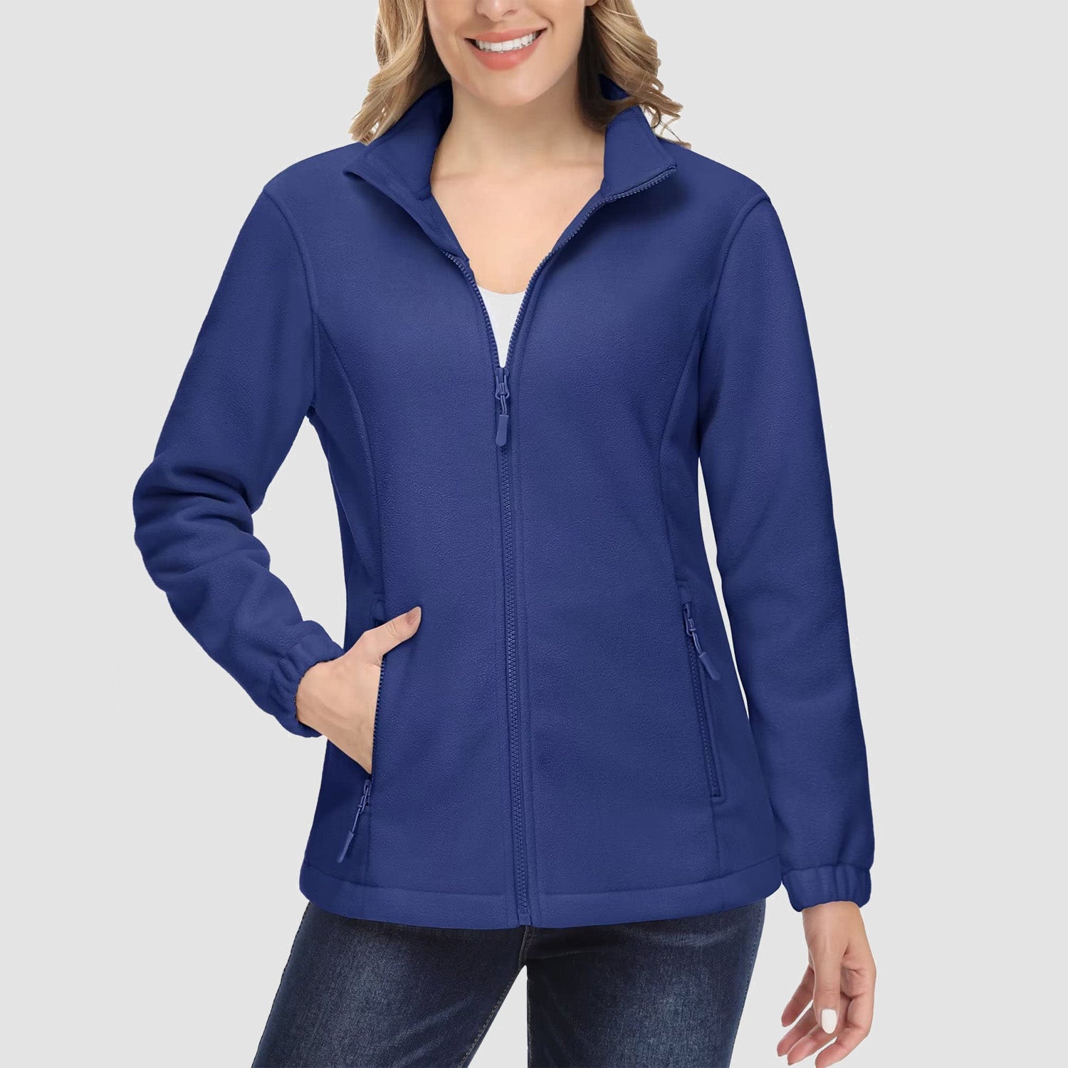 Women's Fleece Jacket Soft Full Zip Warm Long Sleeve with 2 Zipper Pockets Winter Jackets - MAGCOMSEN