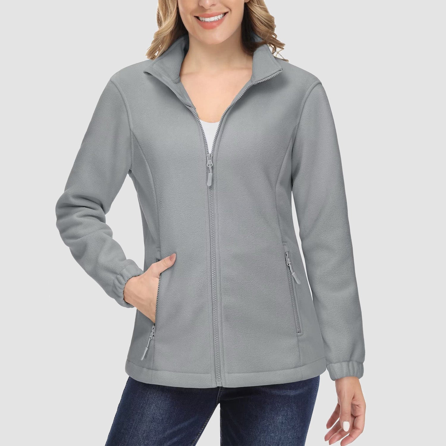 Women's Fleece Jacket Soft Full Zip Warm Long Sleeve with 2 Zipper Pockets Winter Jackets - MAGCOMSEN