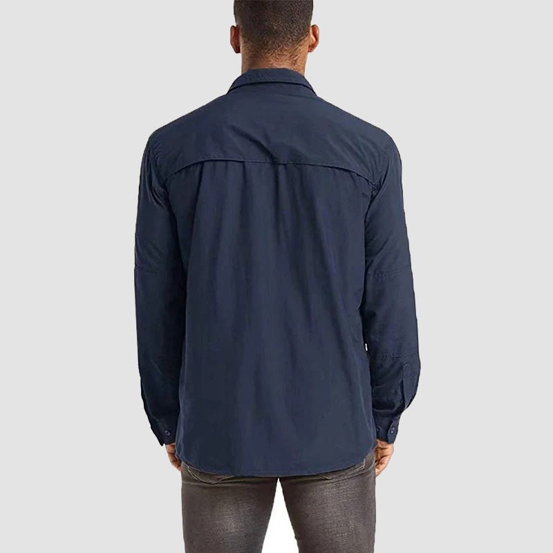 Navy Men's Tactical Shirt, Quick-Dry & UV Protection for Hiking